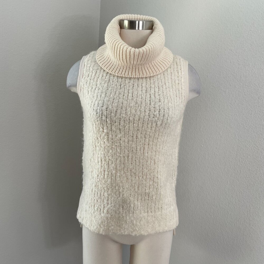 Rag & Bone Womens XXS Adele Ivory Wool Blend‎ Turtleneck Sleeveless Sweater